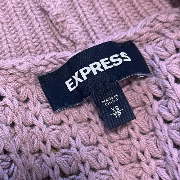 Express Chunky Knit Dusty Rose Pink V Neck Lace Up Style Sweater Size XS - Picture 12 of 13